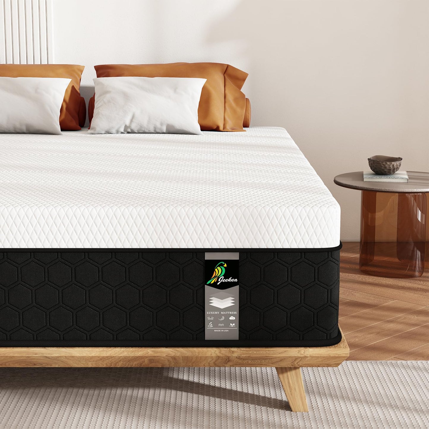 JEEKEA Twin Mattress - 10 Inch Gel Memory Gel Foam Mattress Twin Size - Medium Firm Hybrid Mattress for Motion Isolation & Strong Edge Support