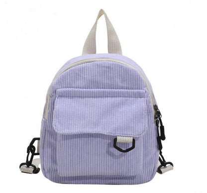 Cute Corduroy Backpack With Small Cosmetic Bag